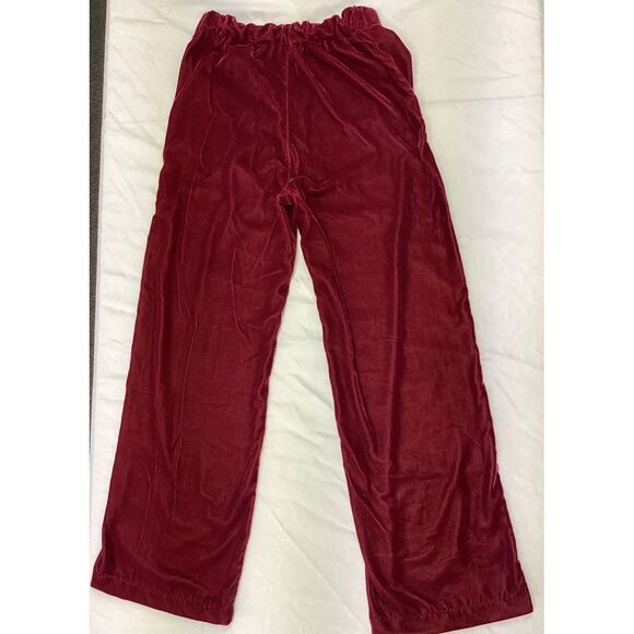 GAP Burgundy Velvet Wide Leg Pants Elastic Waist Casual Holiday Party Trousers - Picture 3 of 3